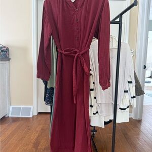 Universal Thread Burgundy Long Sleeve Maxi Dress